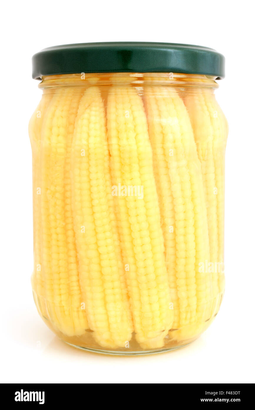 Mini-épis de maïs en conserve dans un bocal en verre Photo Stock - Alamy