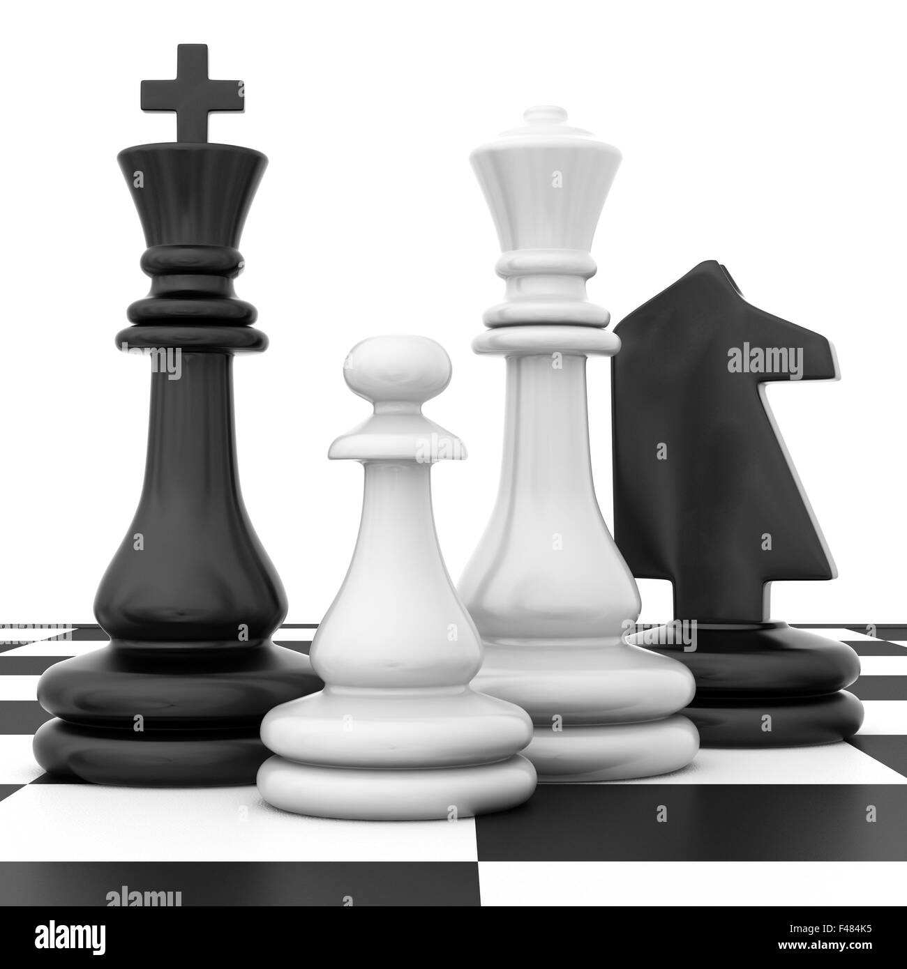 Échiquier Chessmen sur socle Banque D'Images