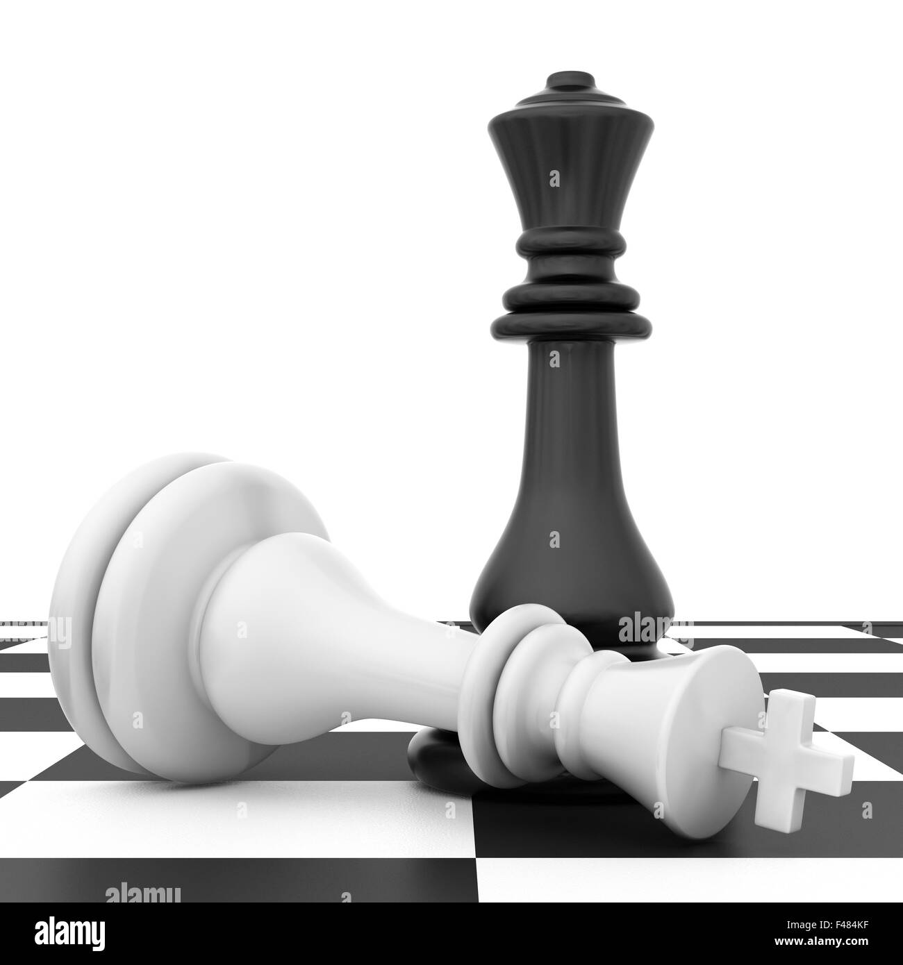 La pièce d'échecs tombé couché sur échiquier Banque D'Images