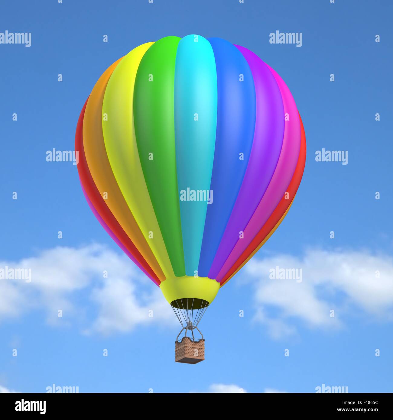 Montgolfière colorés sur fond de ciel bleu 3d illustration Banque D'Images