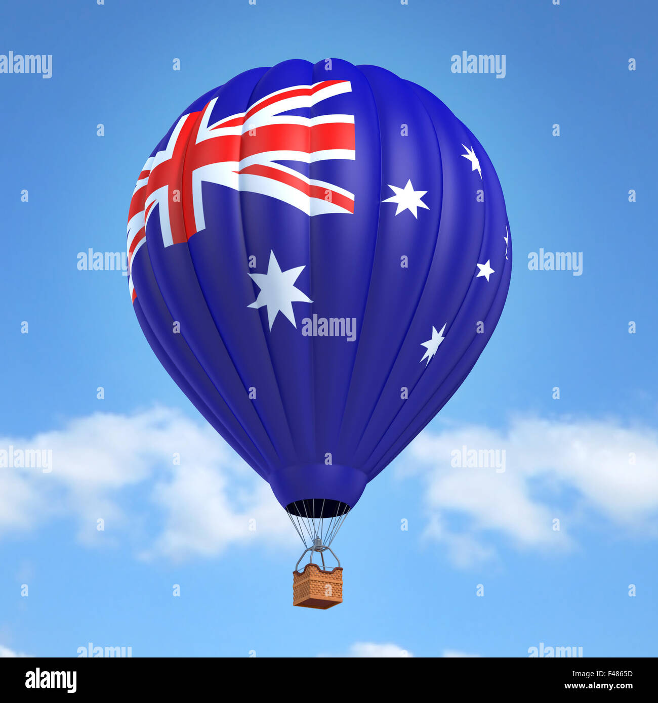 Hot Air Balloon avec drapeau australien Banque D'Images