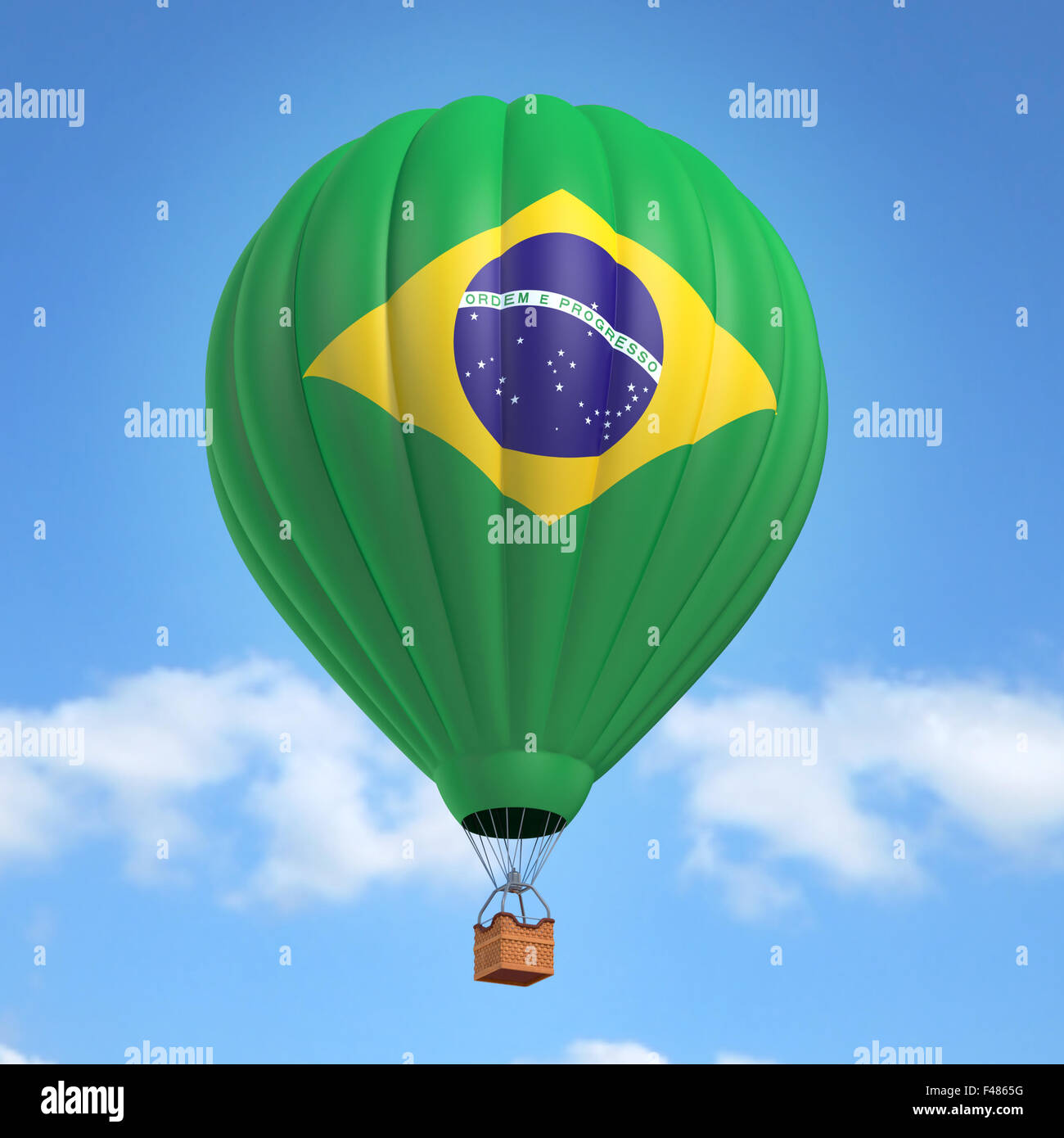 Hot Air Balloon avec drapeau brésilien Banque D'Images