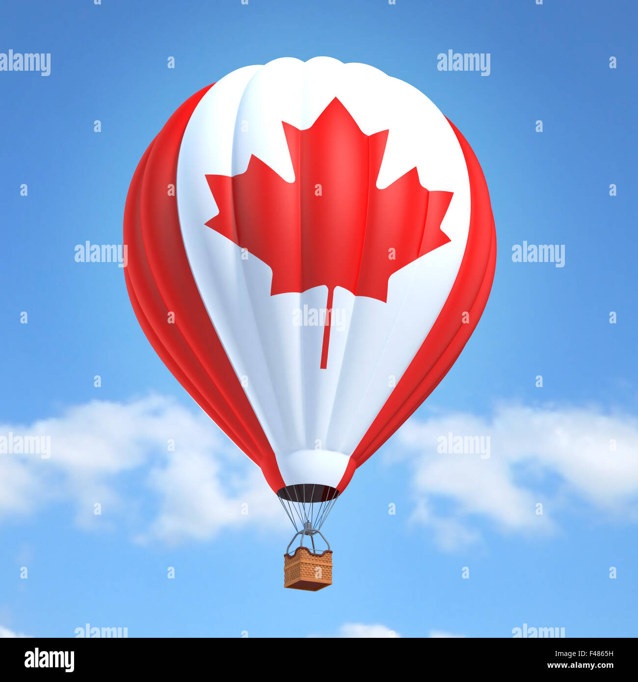 Hot Air Balloon avec drapeau canadien Banque D'Images