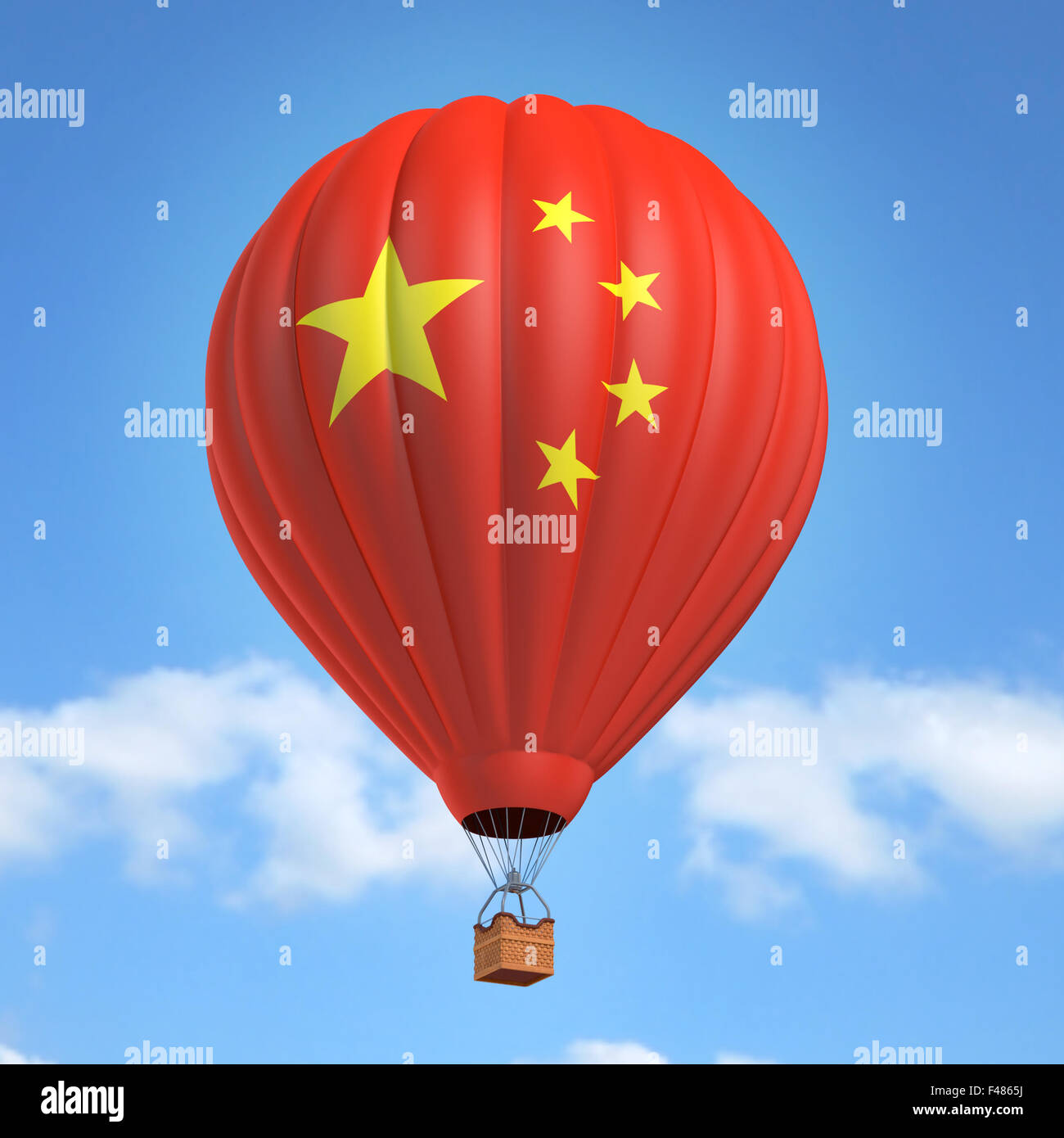 Hot Air Balloon avec pavillon chinois Banque D'Images