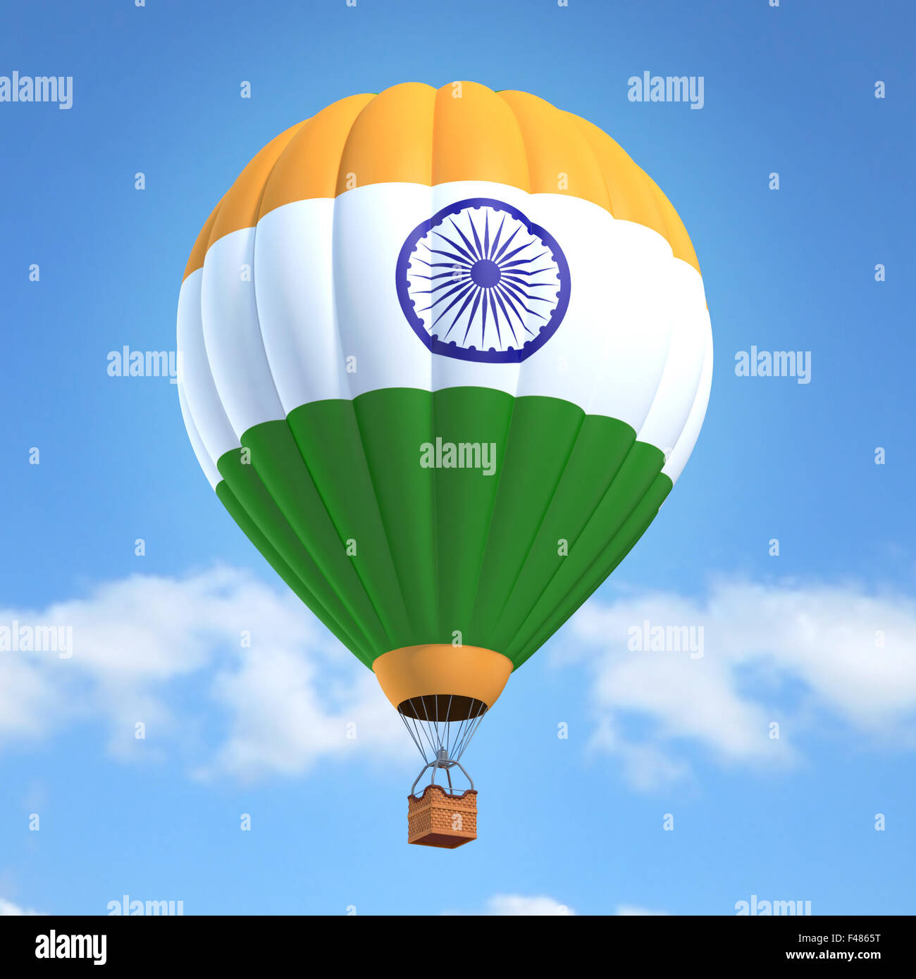 Hot Air Balloon avec drapeau de l'Inde Banque D'Images