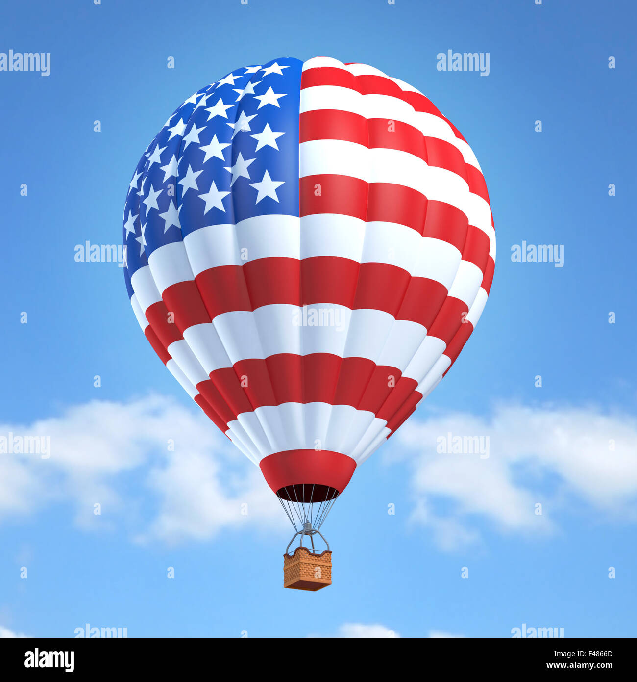 Ballon à air chaud avec le drapeau américain Banque D'Images
