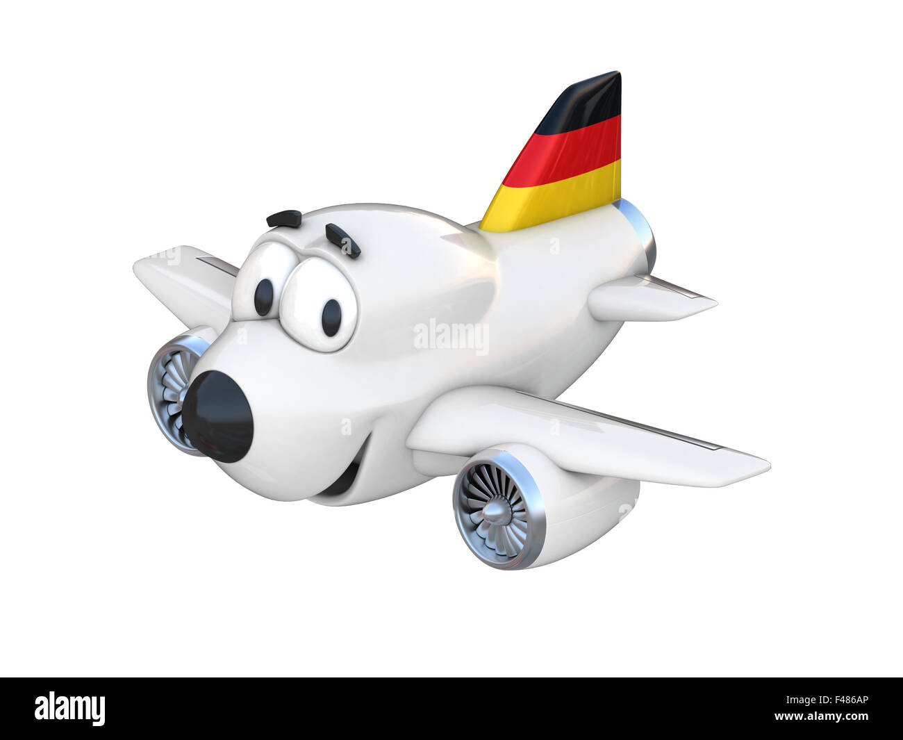 Cartoon avion avec un visage souriant - drapeau allemand Banque D'Images