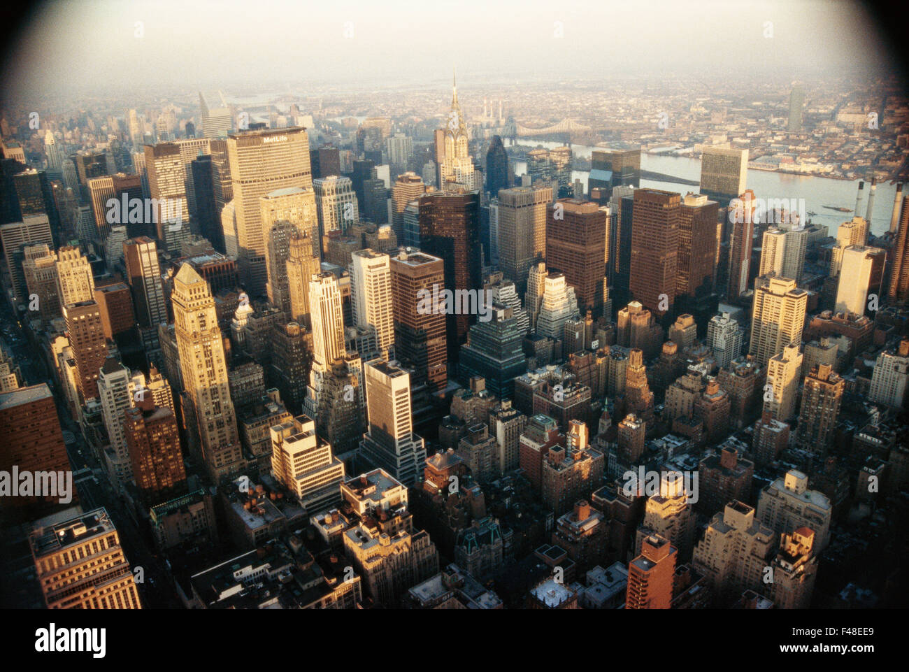 Vue sur la ville de New York de l'Empire State Building, Etats-Unis. Banque D'Images