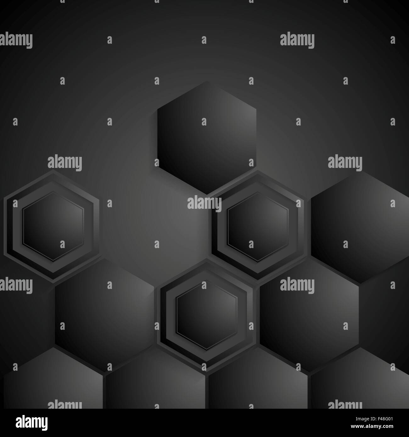 Fond d'hexagones géométrique noir Banque D'Images