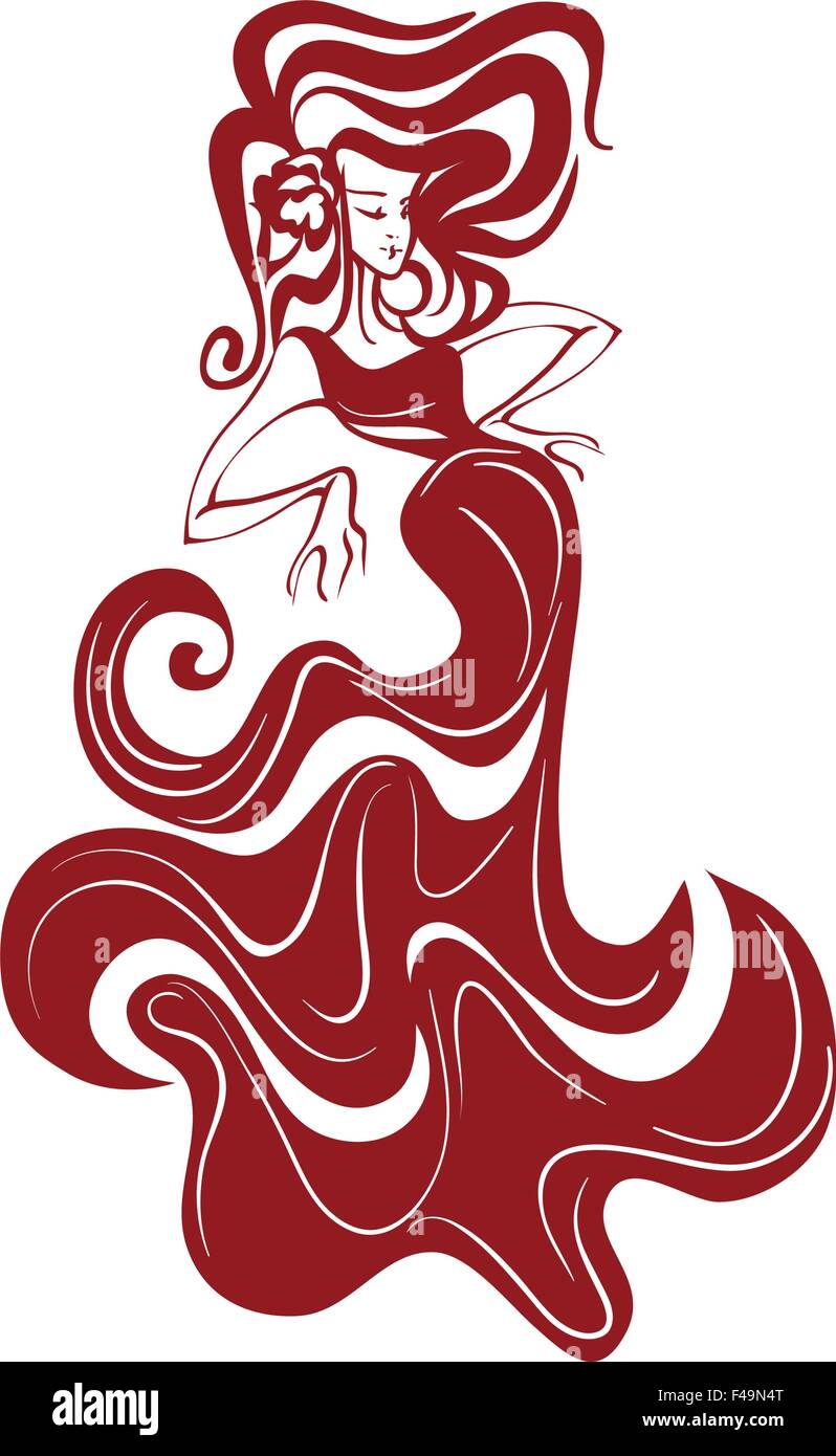 La danseuse de flamenco posent spectaculaire Illustration de Vecteur