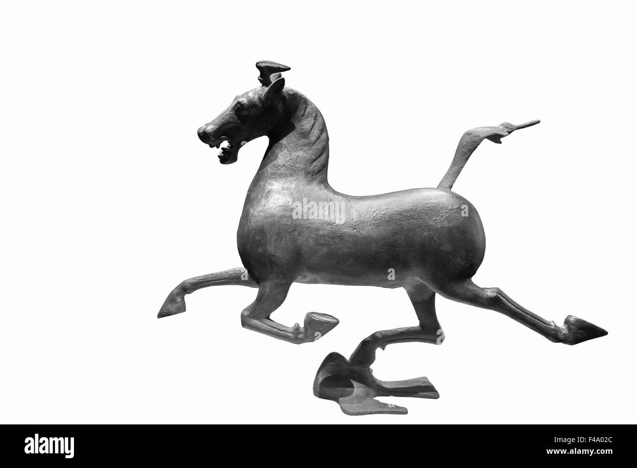 Cheval en bronze isolé Banque D'Images