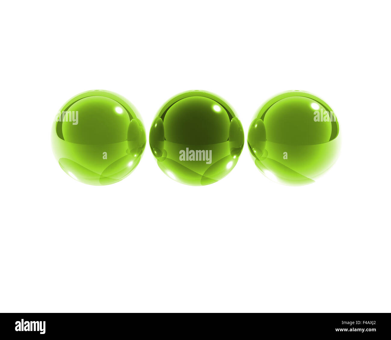 3 sphères en verre vert clair Banque D'Images