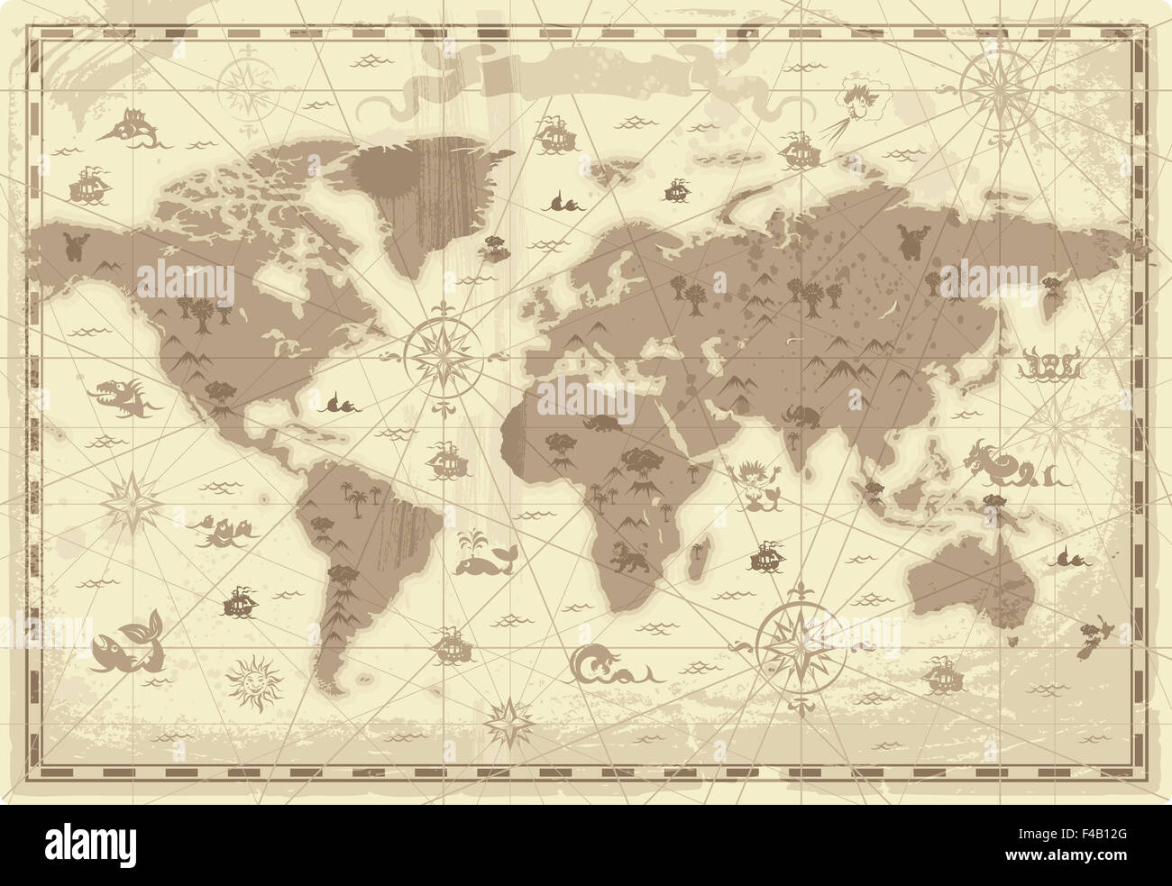 Carte du monde antique Banque D'Images
