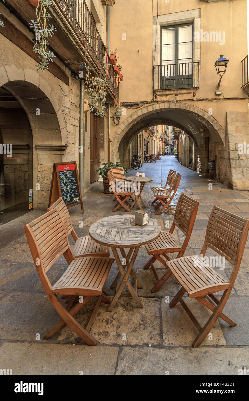 Café de la rue Girona Catalogne Espagne Banque D'Images