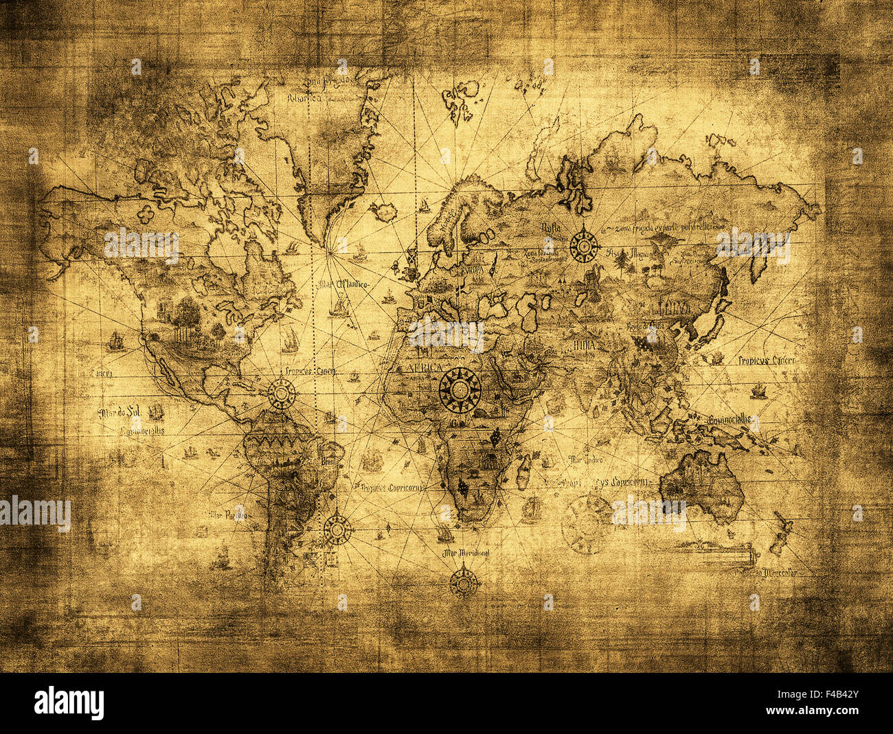 Carte ancienne du monde Banque D'Images