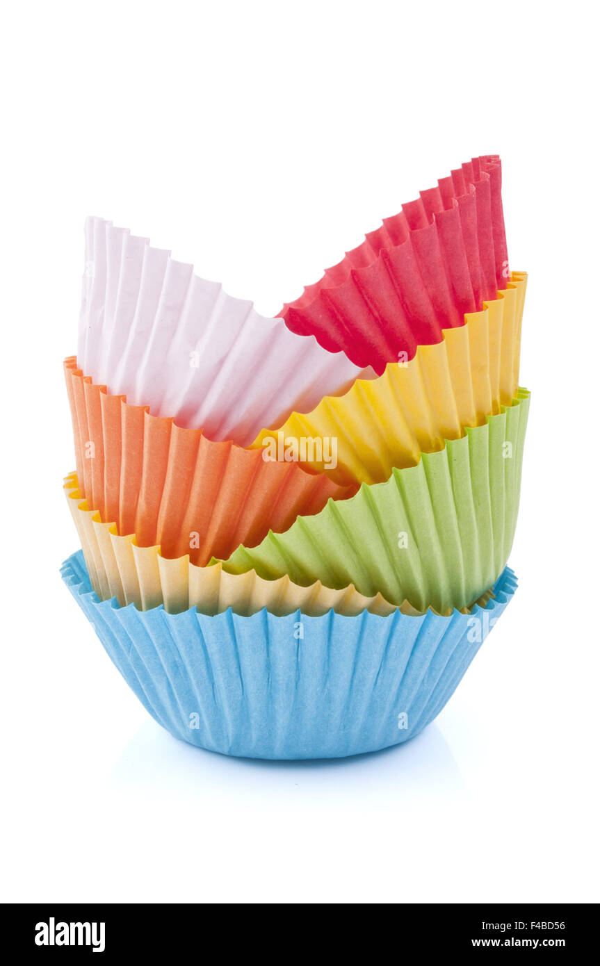 Cas Cupcake colorés sur fond blanc Banque D'Images