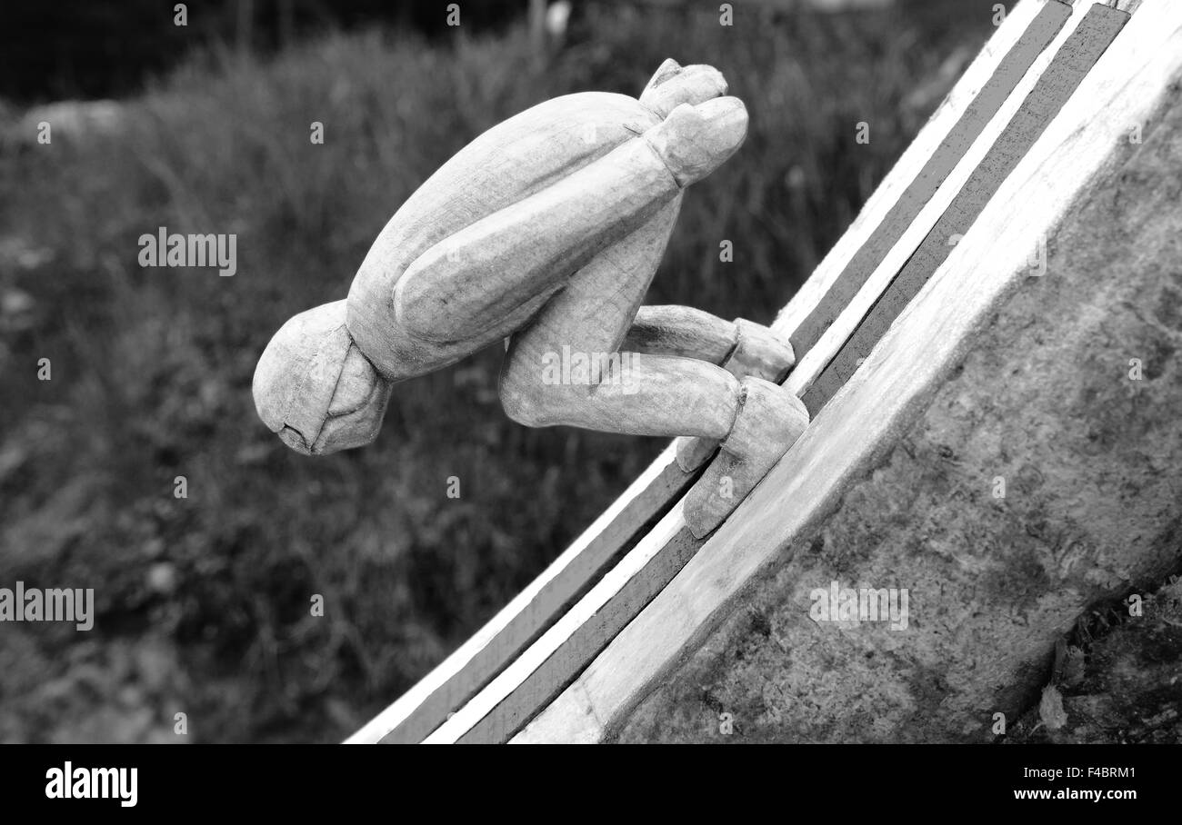 Ski attitude noir et blanc Banque D'Images