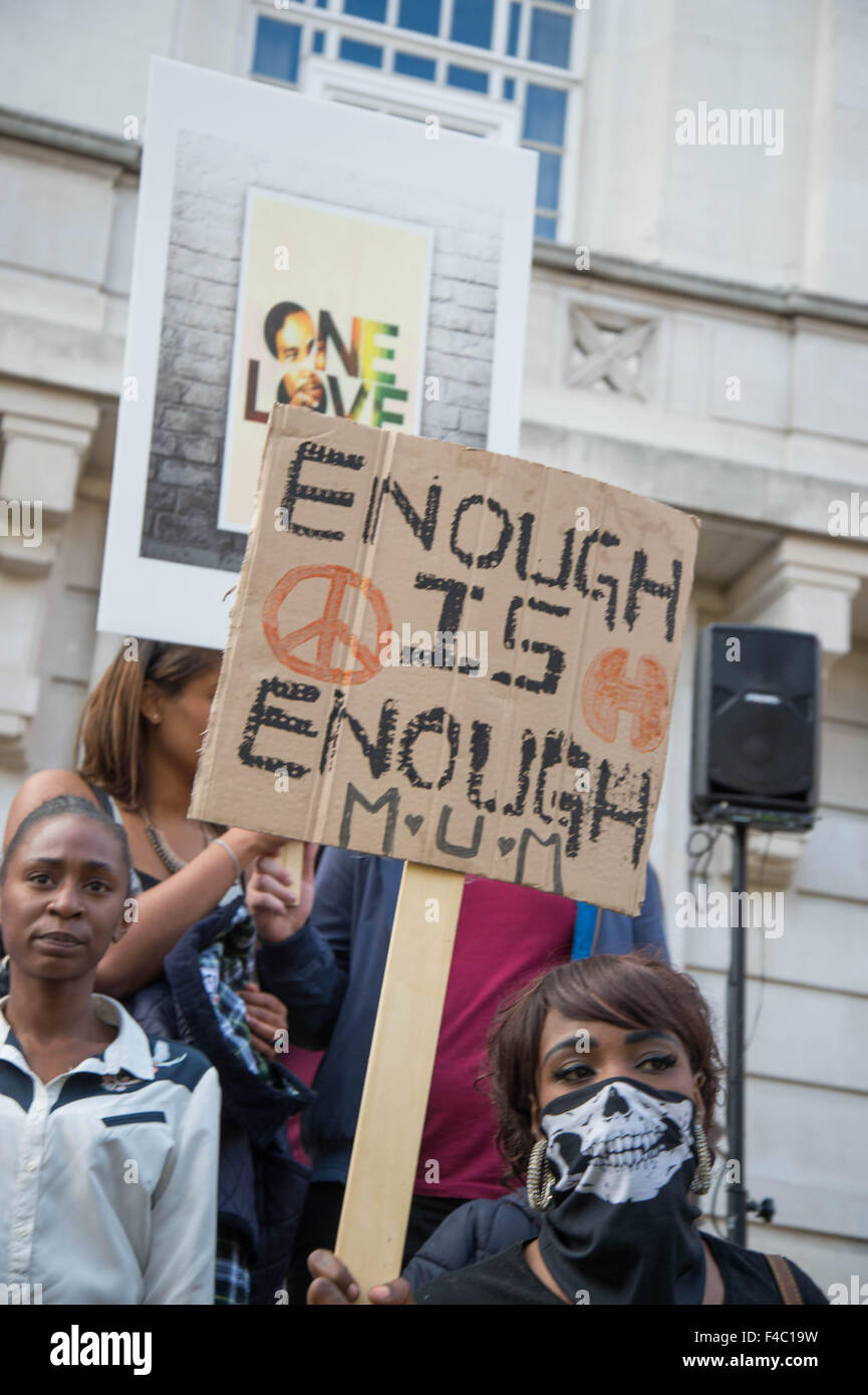 'Toutes les vies" en mars 2015 à Hackney 11 octobre pour protester contre la violence des armes à feu et des couteaux Banque D'Images