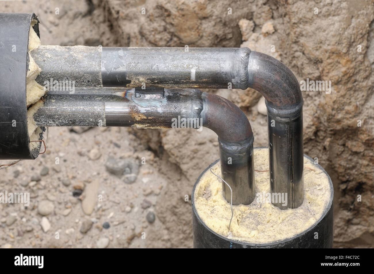 Tuyauterie de chauffage urbain Banque D'Images