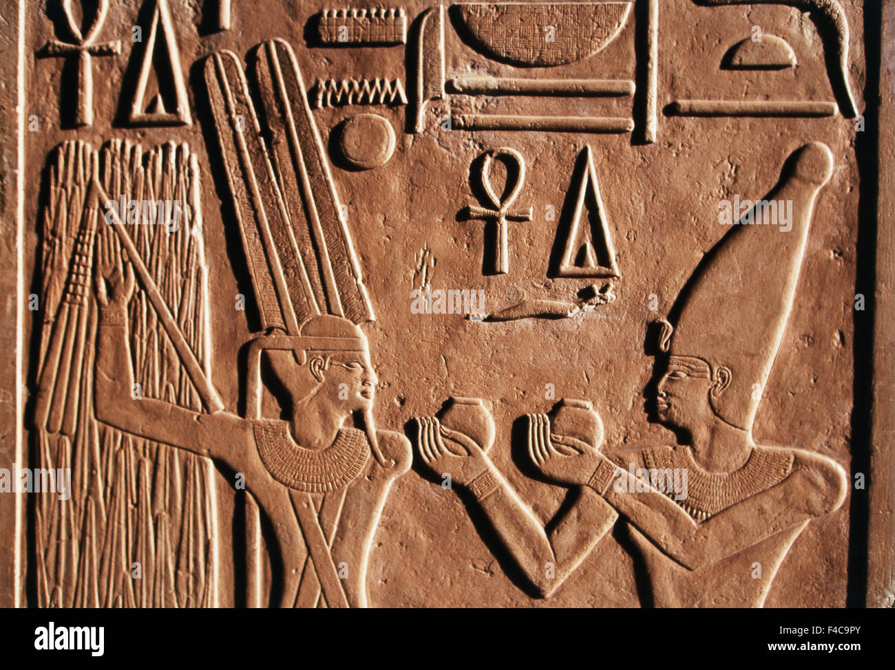 L'Egypte, Luxor- Thèbes, chef détail dieu Min (Colonne) chapelle blanche Temple de Karnak Tailles disponibles (grand format) Banque D'Images