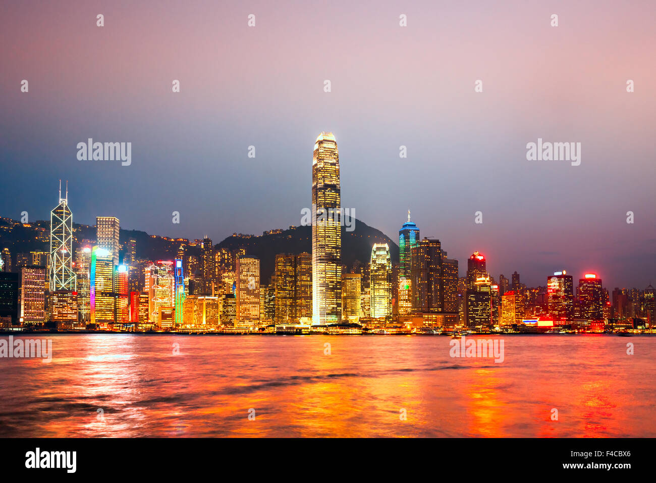Vue panoramique de l'horizon de Hong Kong. La Chine. Banque D'Images