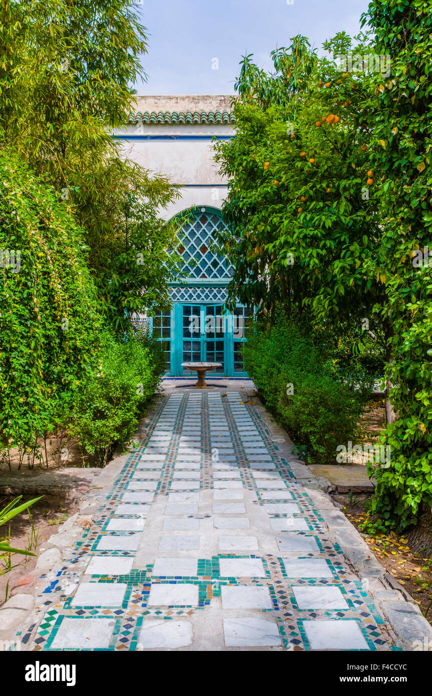 Jardin du xixe siècle Palais Bahia, site du patrimoine mondial de l'UNESCO. Marrakech, Maroc. Banque D'Images