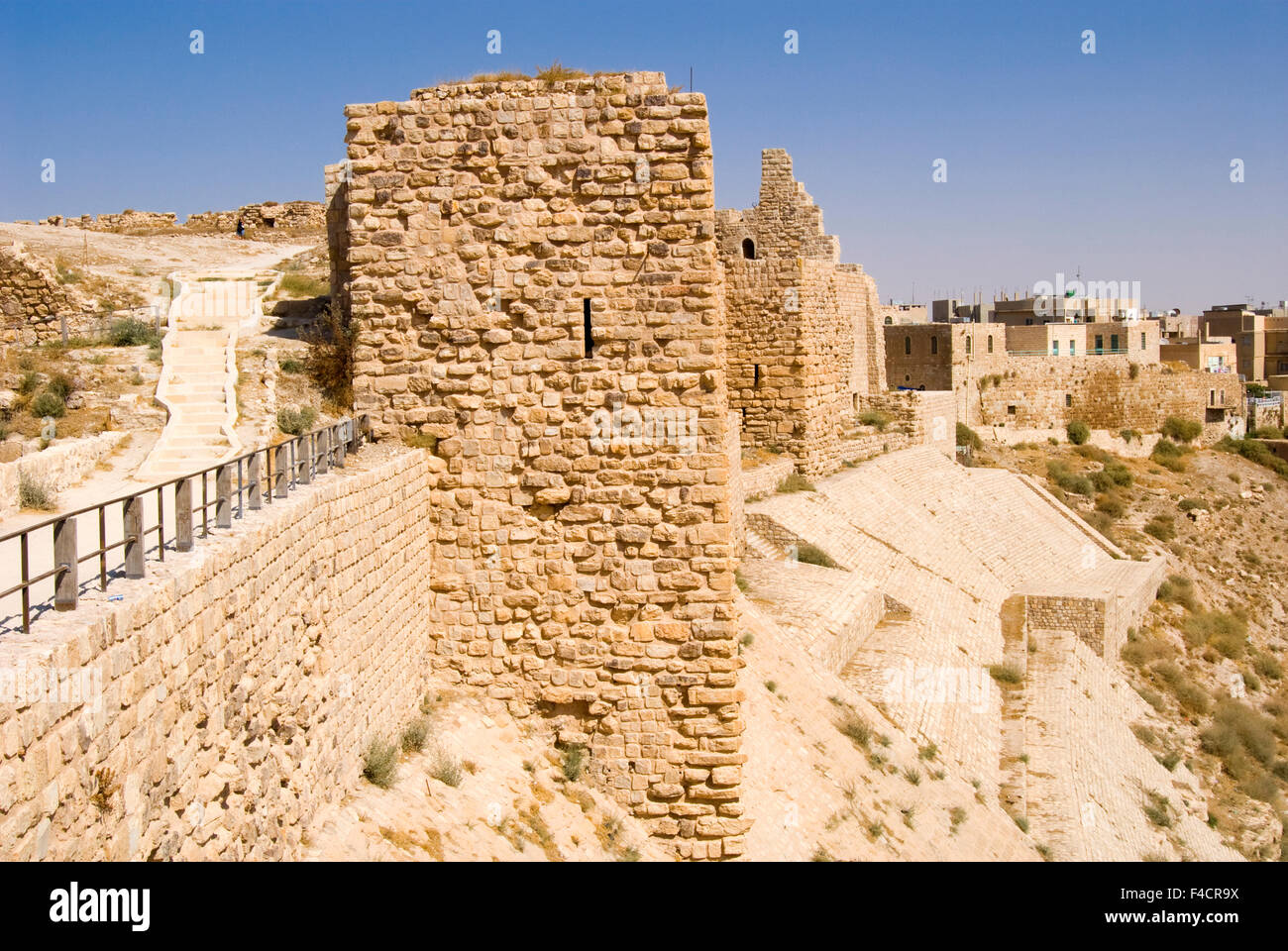 Murs du fort de Kérak château des Croisés, Kérak, la Jordanie. Banque D'Images