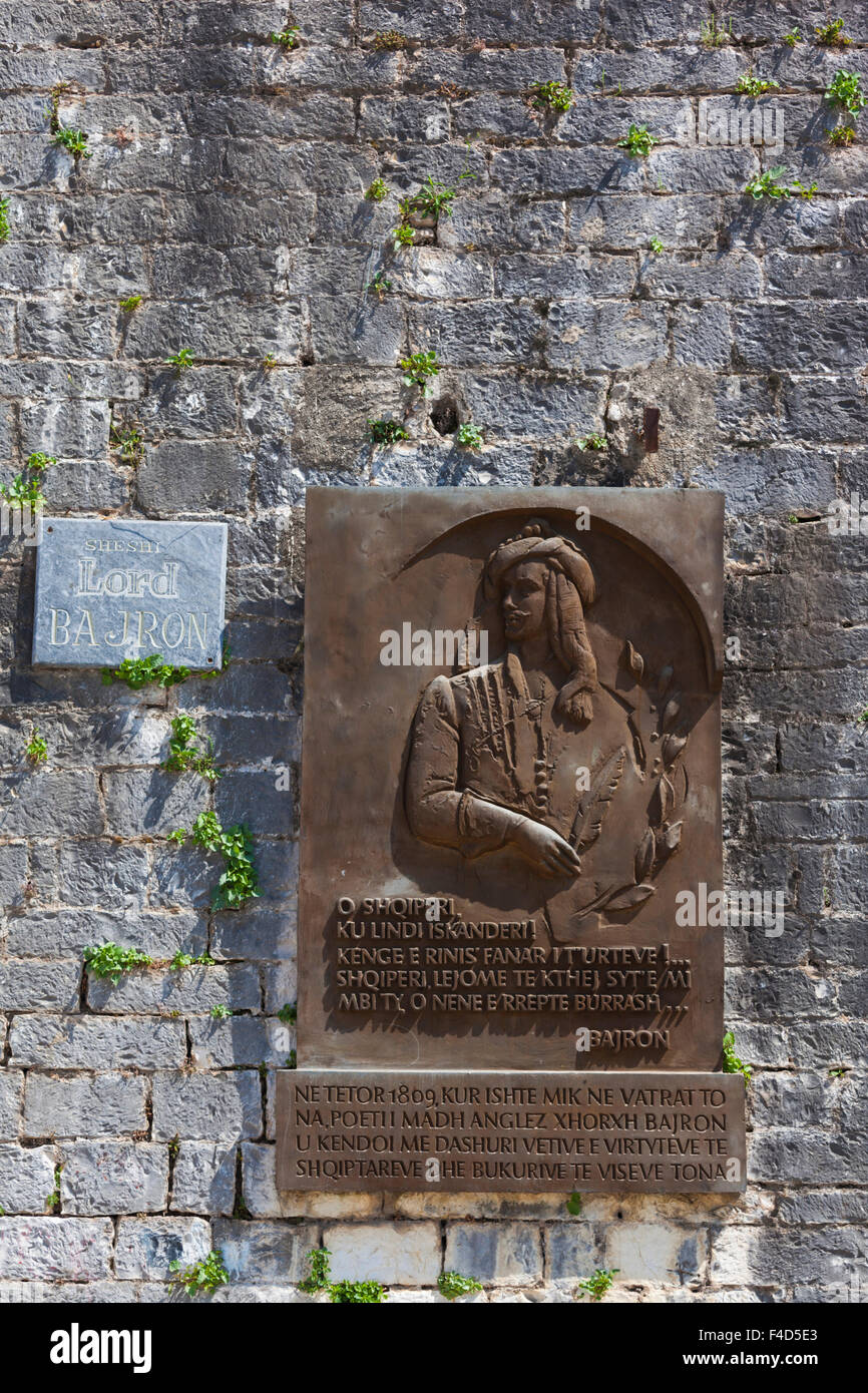 L'Albanie, Tepelena, frise à Lord Byron, champion de l'indépendance de la Grèce Banque D'Images