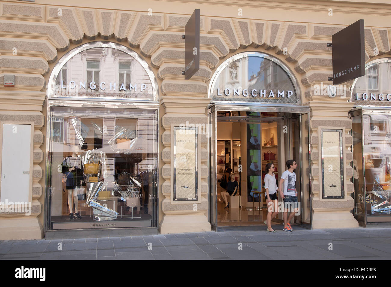 Boutique de mode Longchamp, Rue Graben, Vienne, Autriche, Banque D'Images