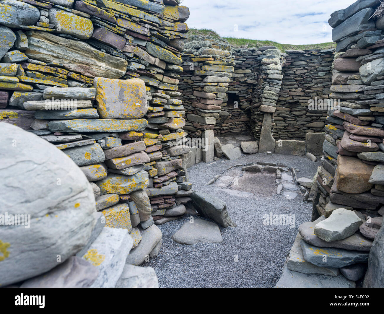 Site archéologique de Jarlshof au sujet des îles Shetland, qui était habitée du néolithique au Moyen Âge. Les timoneries datant de l'âge du fer. Tailles disponibles (grand format). Banque D'Images