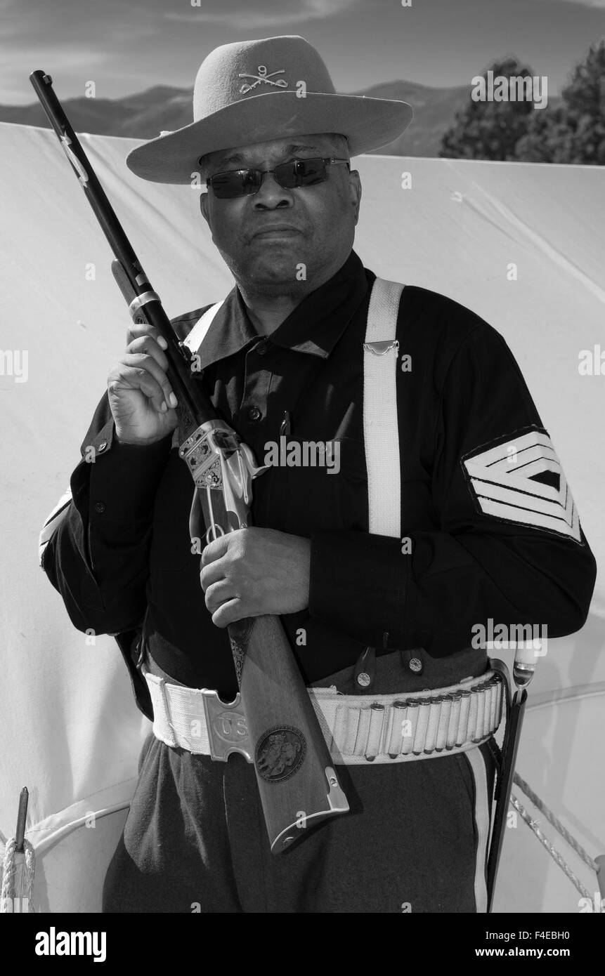 USA, Arizona, Camp Verde. Parc d'état historique de Fort vert. Buffalo Soldier reenactors. Banque D'Images