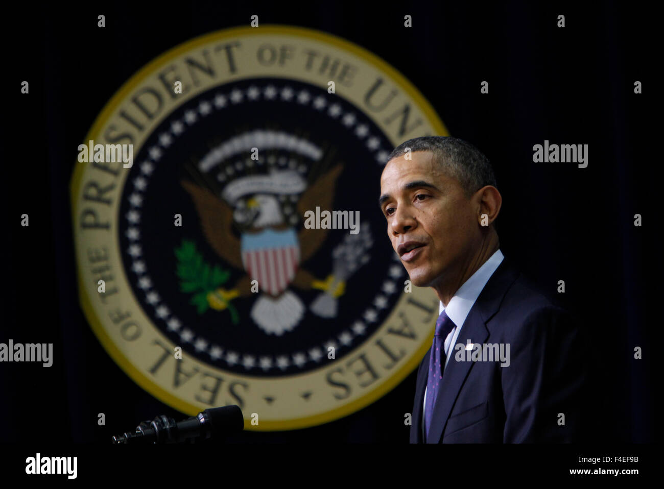 Le président Barack Obama prononce une allocution à l'occasion de la Journée mondiale contre le SIDA. Banque D'Images