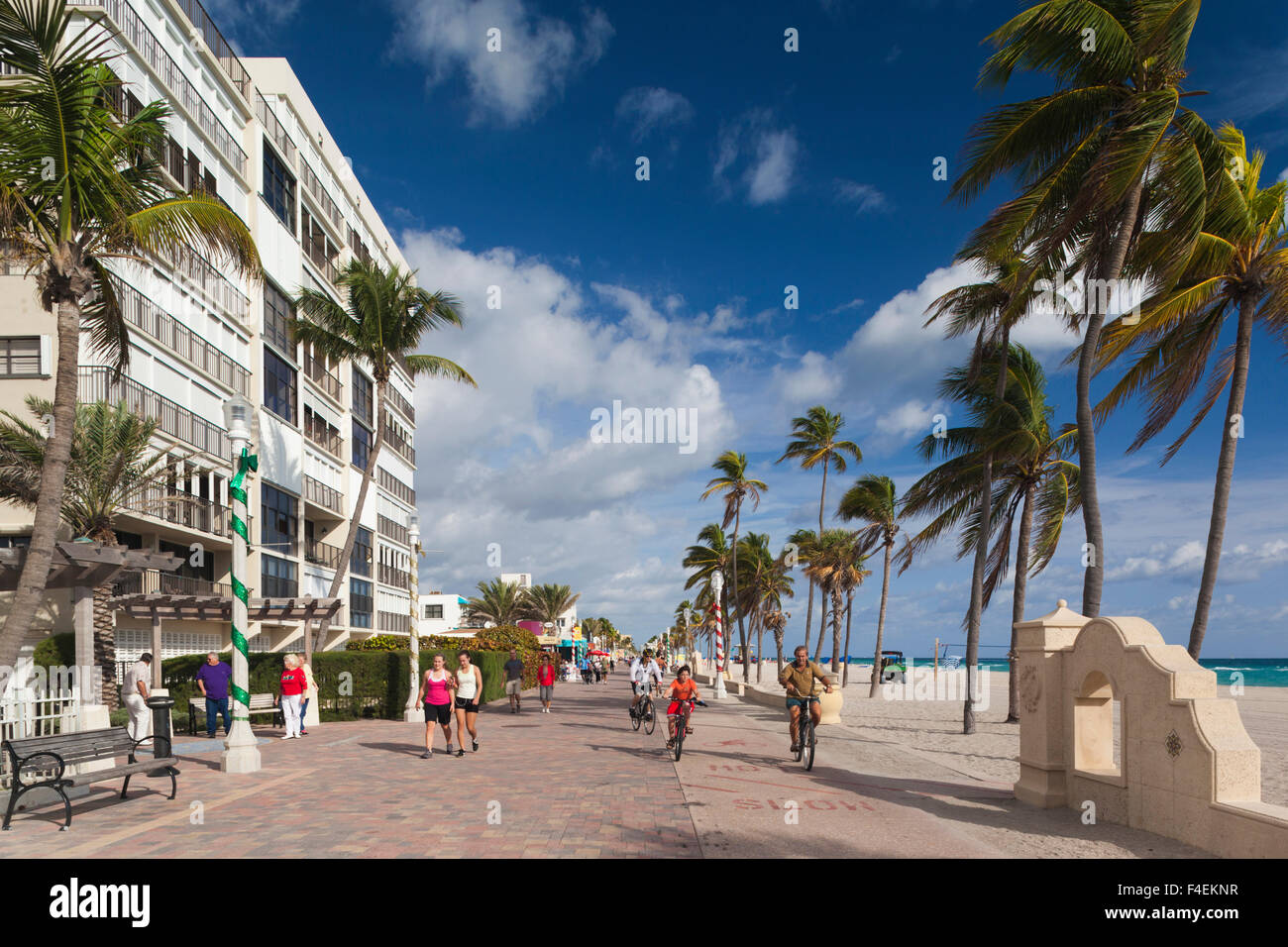 USA, Floride, Hollywood, augmentation de la vue sur la promenade de Hollywood. Banque D'Images