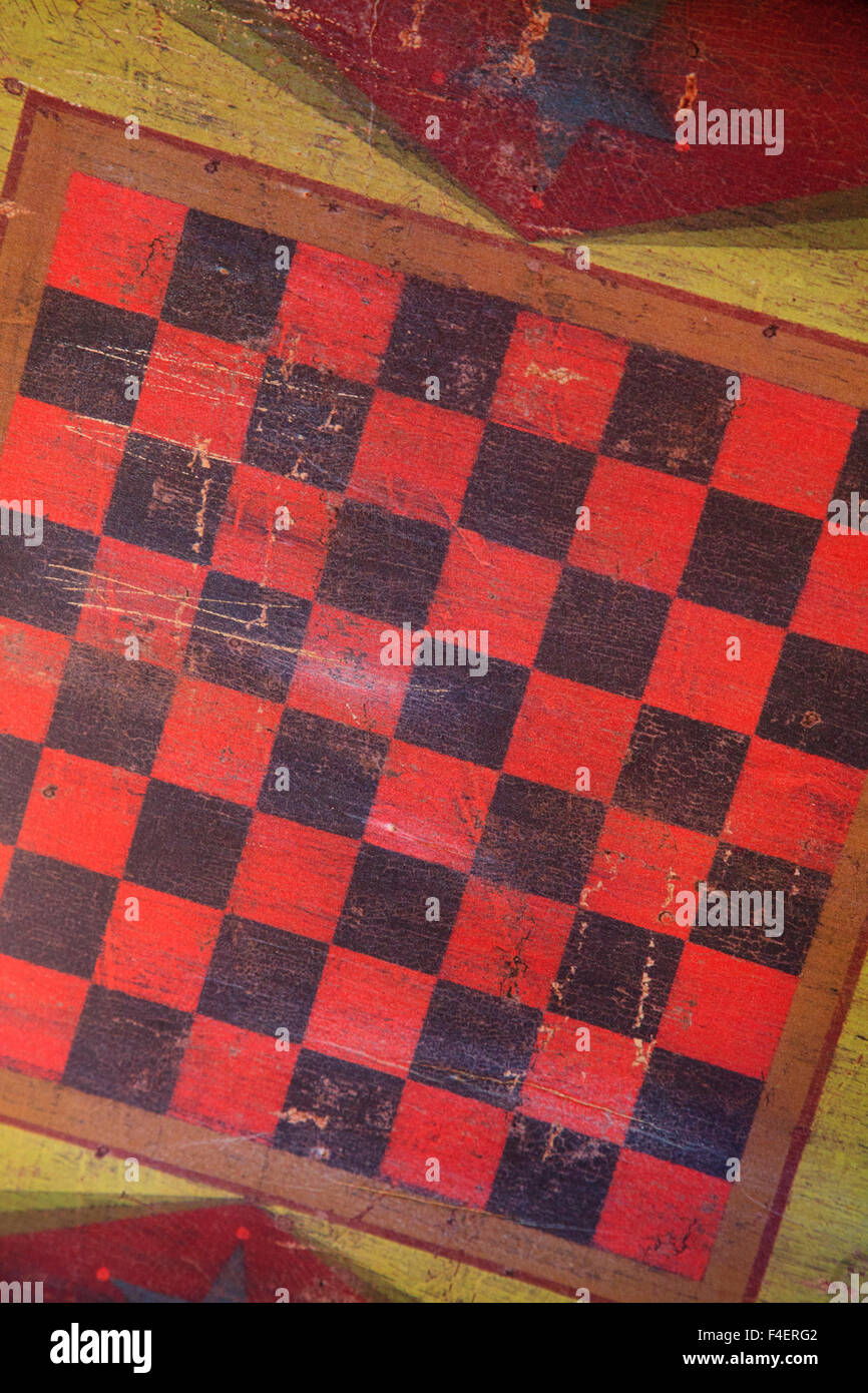 USA, Ohio, Pleasant Hill, peinture d'un damier au Shaker Village. Banque D'Images