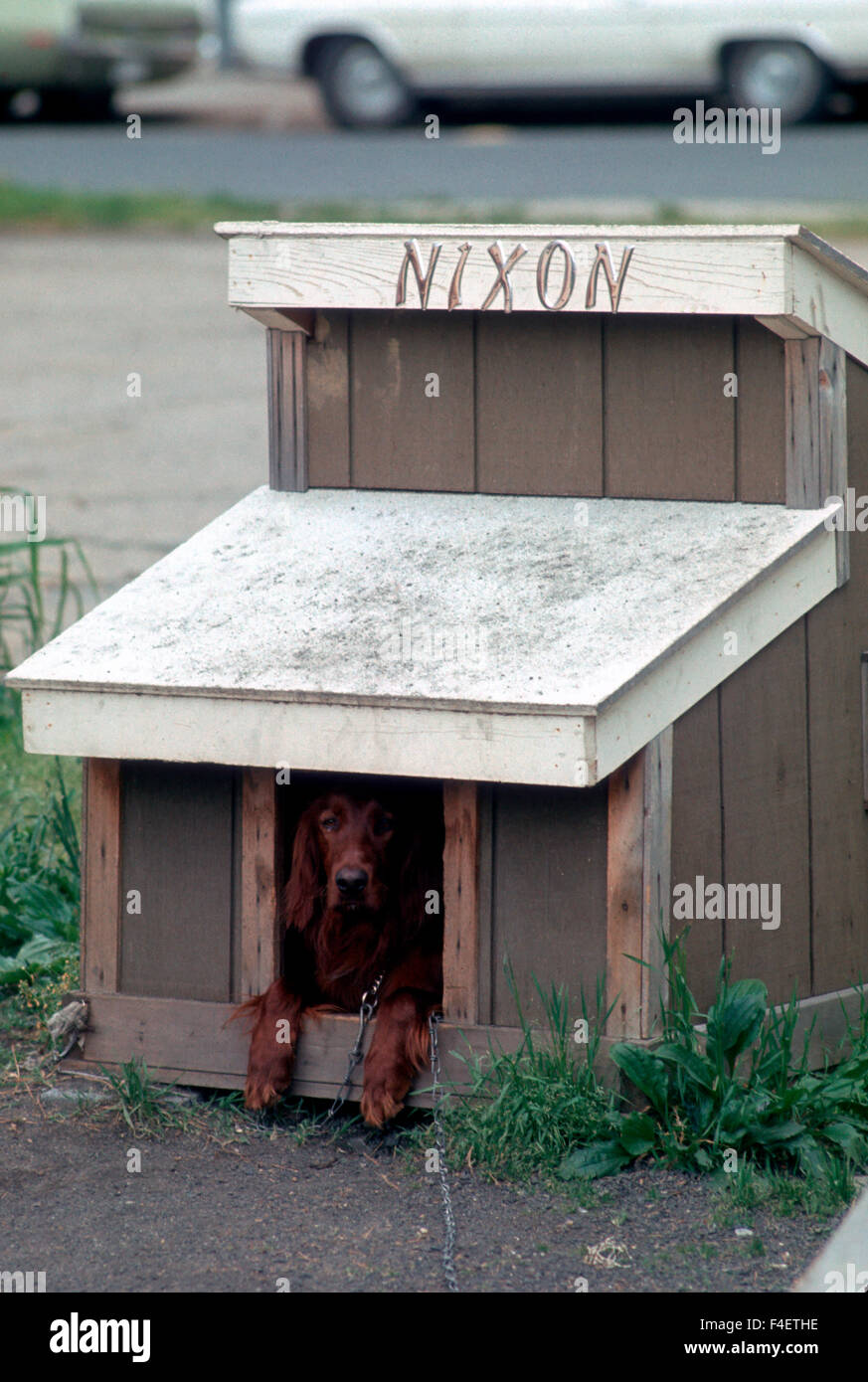 Nixon dans la niche à Bethesda, Maryland, en mai 1973. Banque D'Images