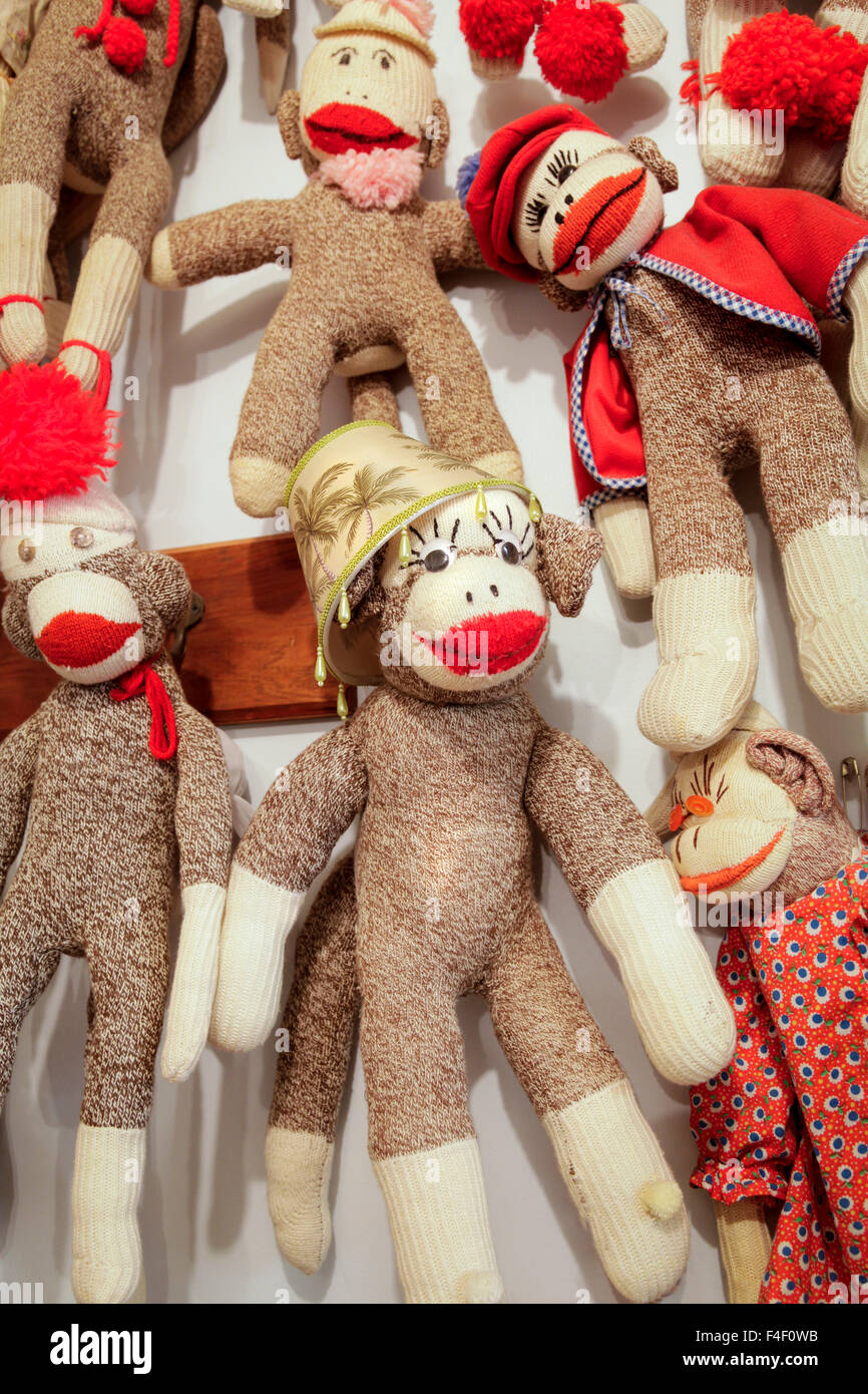 Sock Monkeys' sur l'affichage, Las Vegas, New Mexico, United States. Banque D'Images