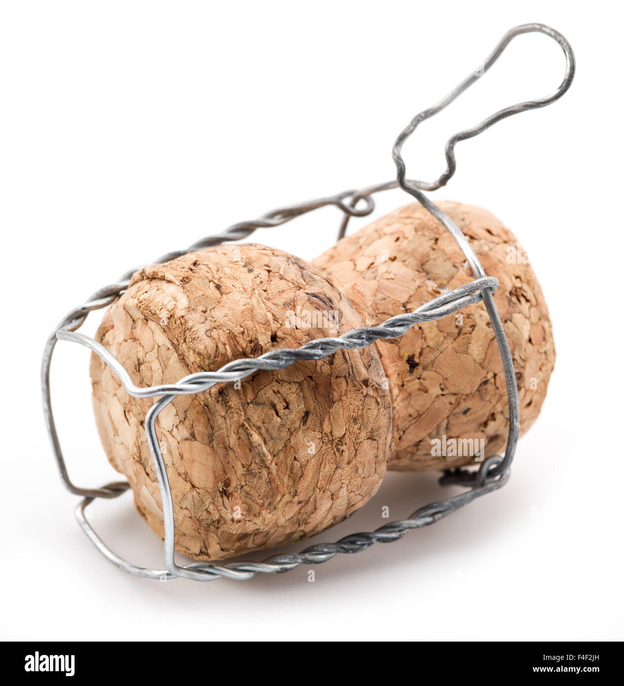 Le liège et le fil isolé sur un fond blanc. Banque D'Images