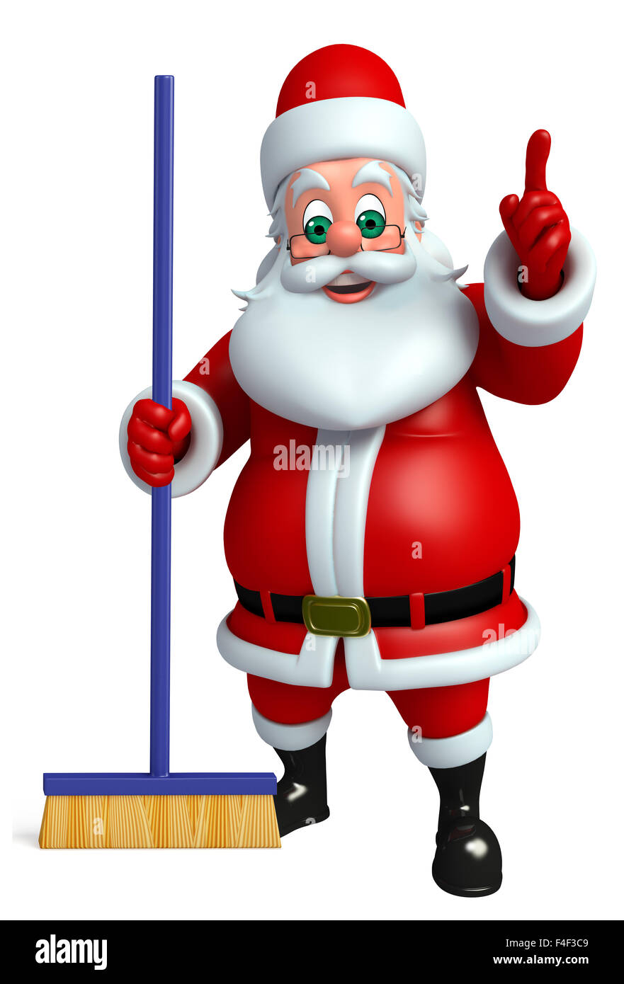 Rendu 3d illustration du père Noël avec mob nettoyage Banque D'Images