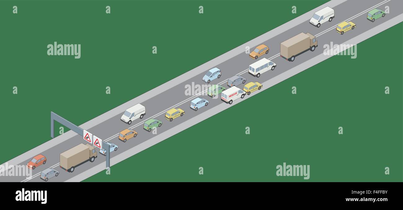 Un vecteur illustration de LH conduire des véhicules dans un embouteillage Illustration de Vecteur
