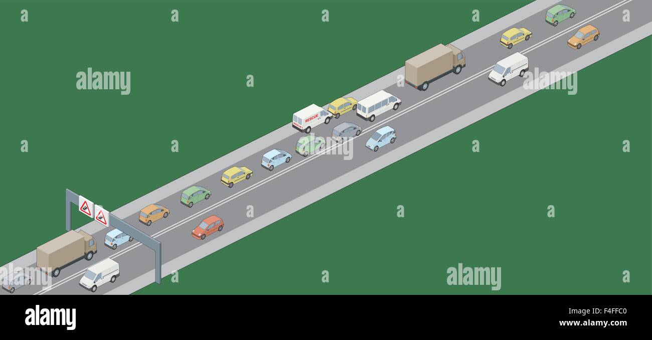 Un vecteur illustration de conduire des véhicules dans un embouteillage Illustration de Vecteur