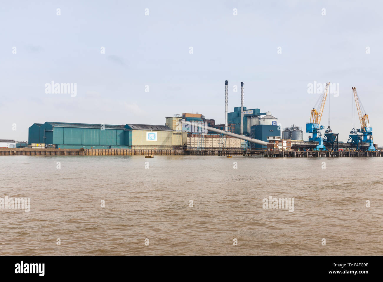 La raffinerie de sucre Tate and Lyle, usine de Silvertown sur la Tamise Londres, Angleterre, Royaume-Uni Banque D'Images