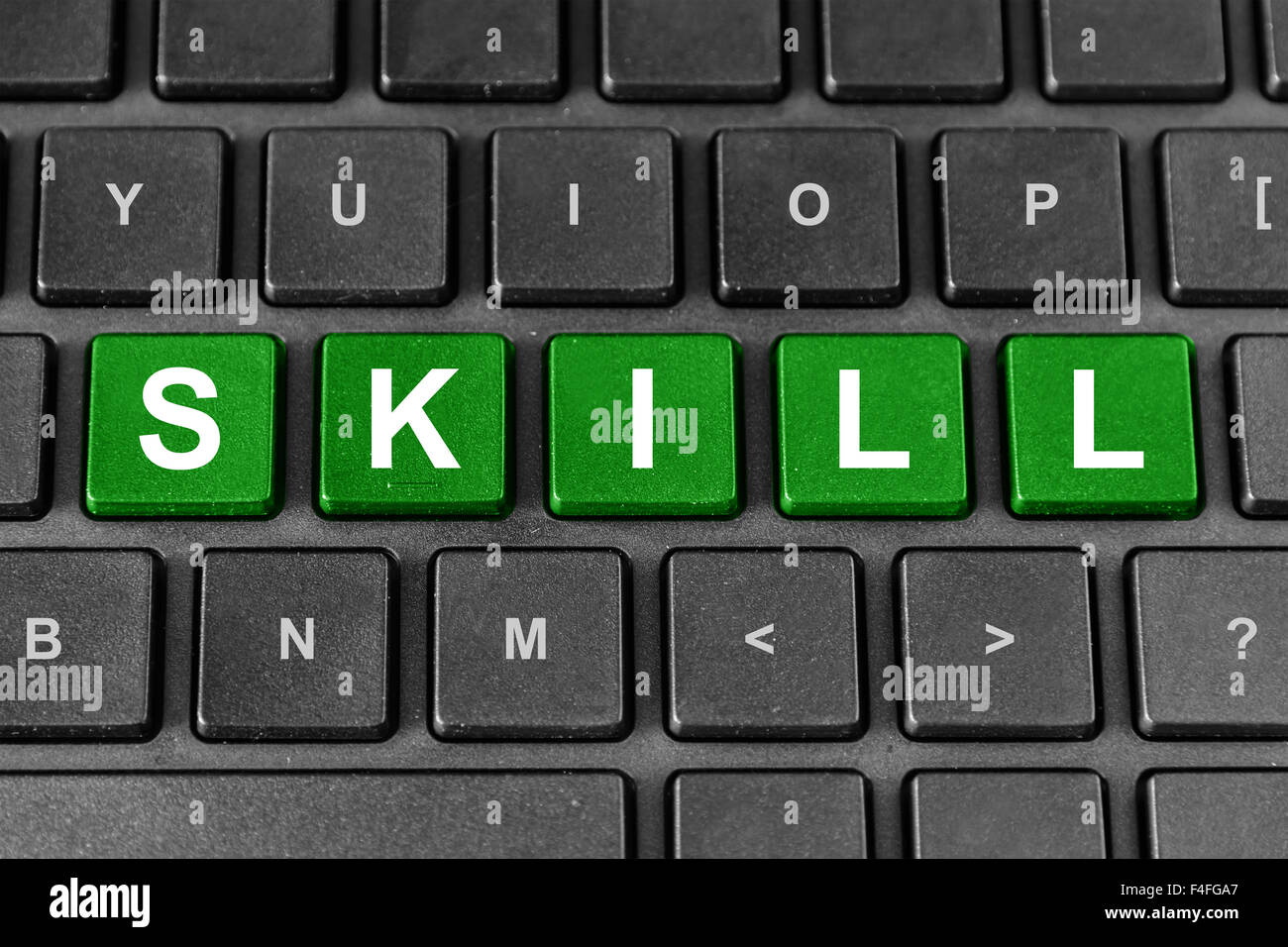 Mot de compétences touche verte sur le clavier Banque D'Images