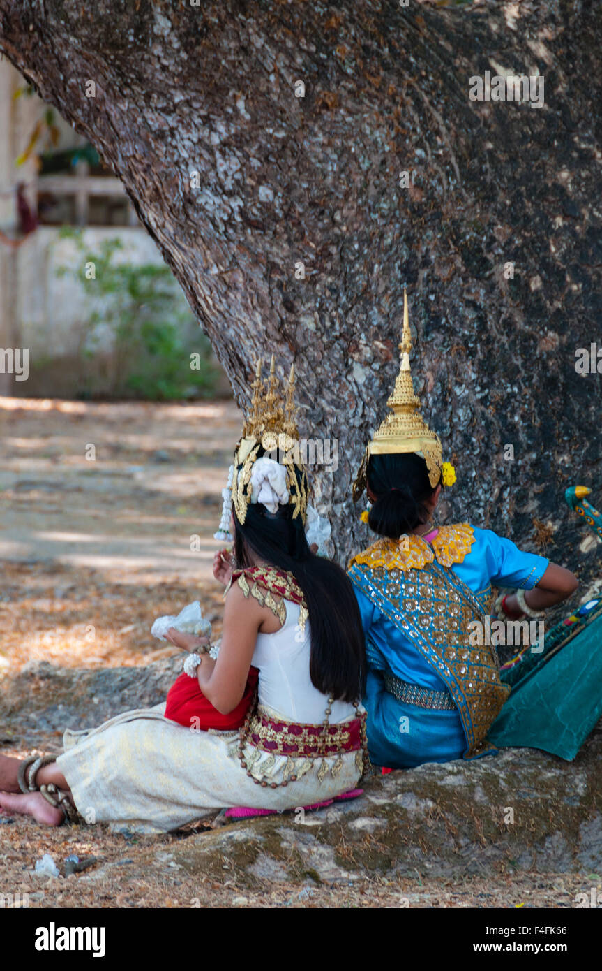 Deux filles danseuse apsara Banque D'Images