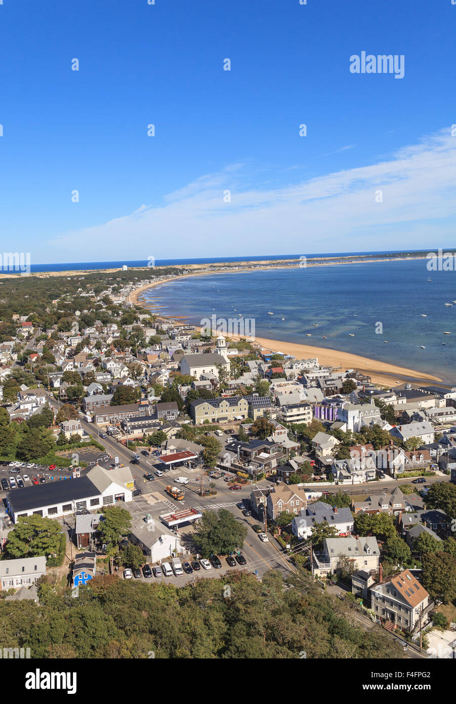 Provincetown, Massachusetts Cape Cod, vue sur la ville et de la plage et vue mer à partir de ci-dessus. Banque D'Images