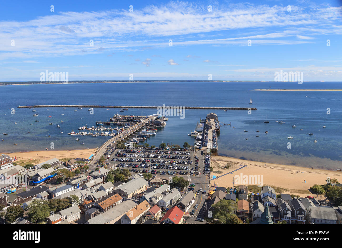 Provincetown, Massachusetts Cape Cod, vue sur la ville et de la plage et vue mer à partir de ci-dessus. Banque D'Images