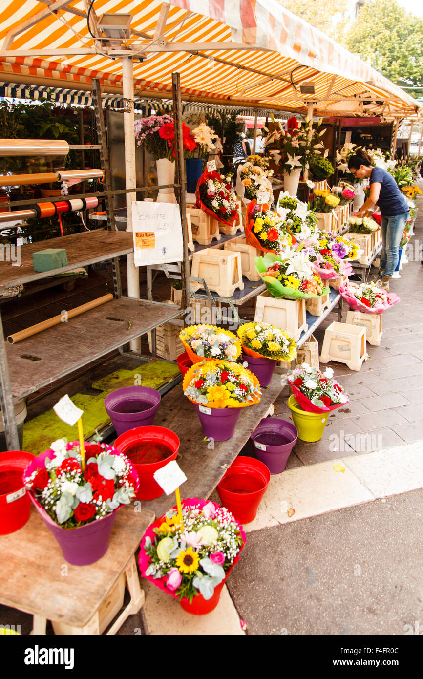 Marché aux fleurs à Nice France Europe Banque D'Images