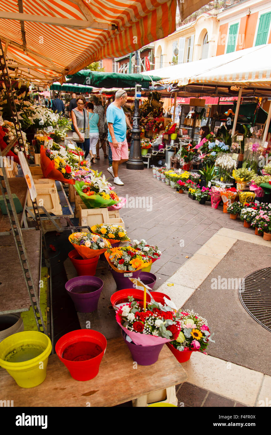 Marché aux fleurs à Nice France Europe Banque D'Images