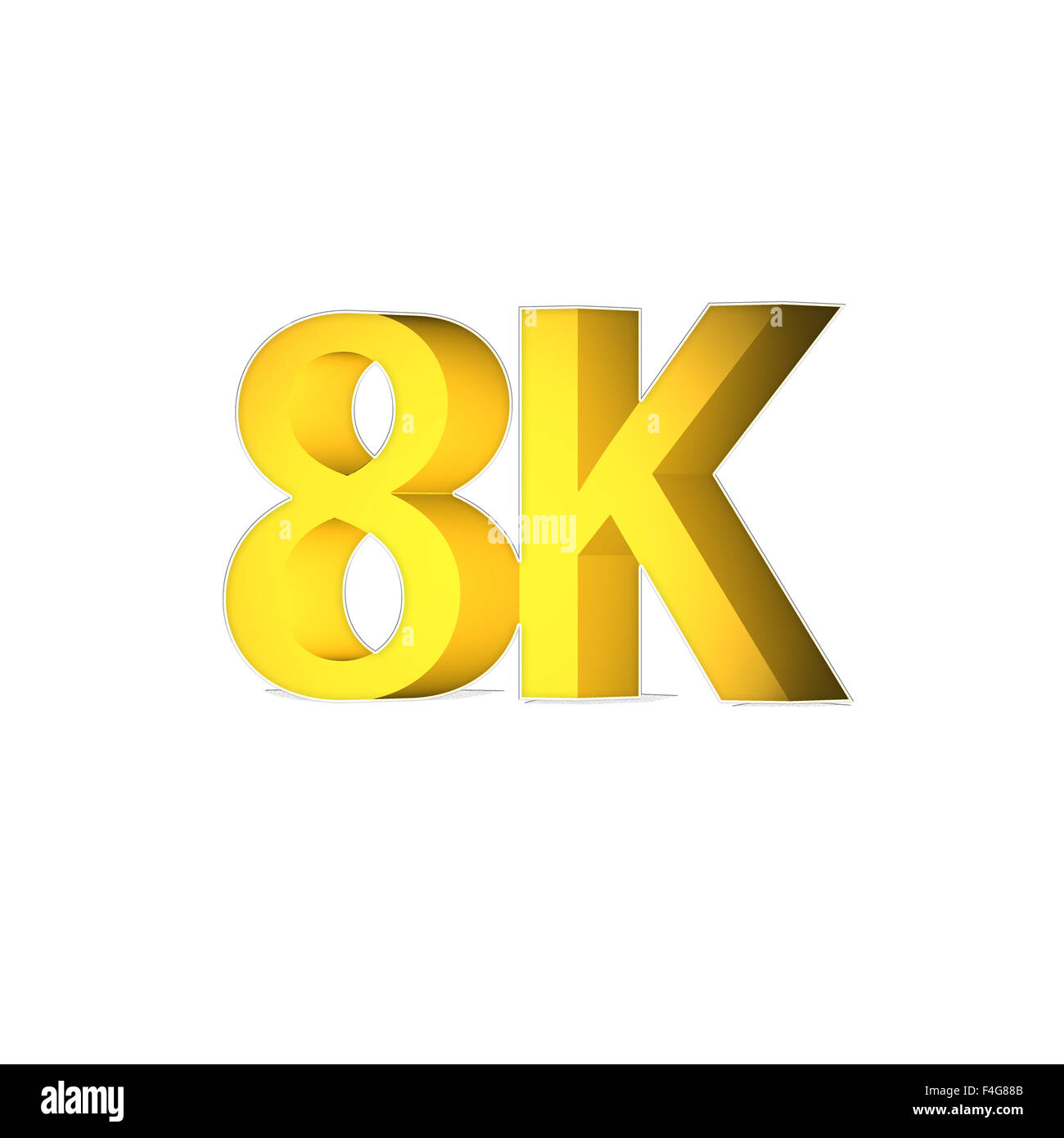 Ultra HD 8K'icône 3d isolé sur fond blanc Banque D'Images