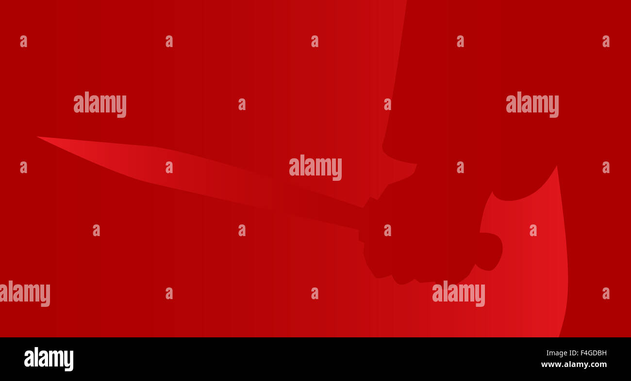 La main de Jack l'Eventreur tenant son couteau Banque D'Images