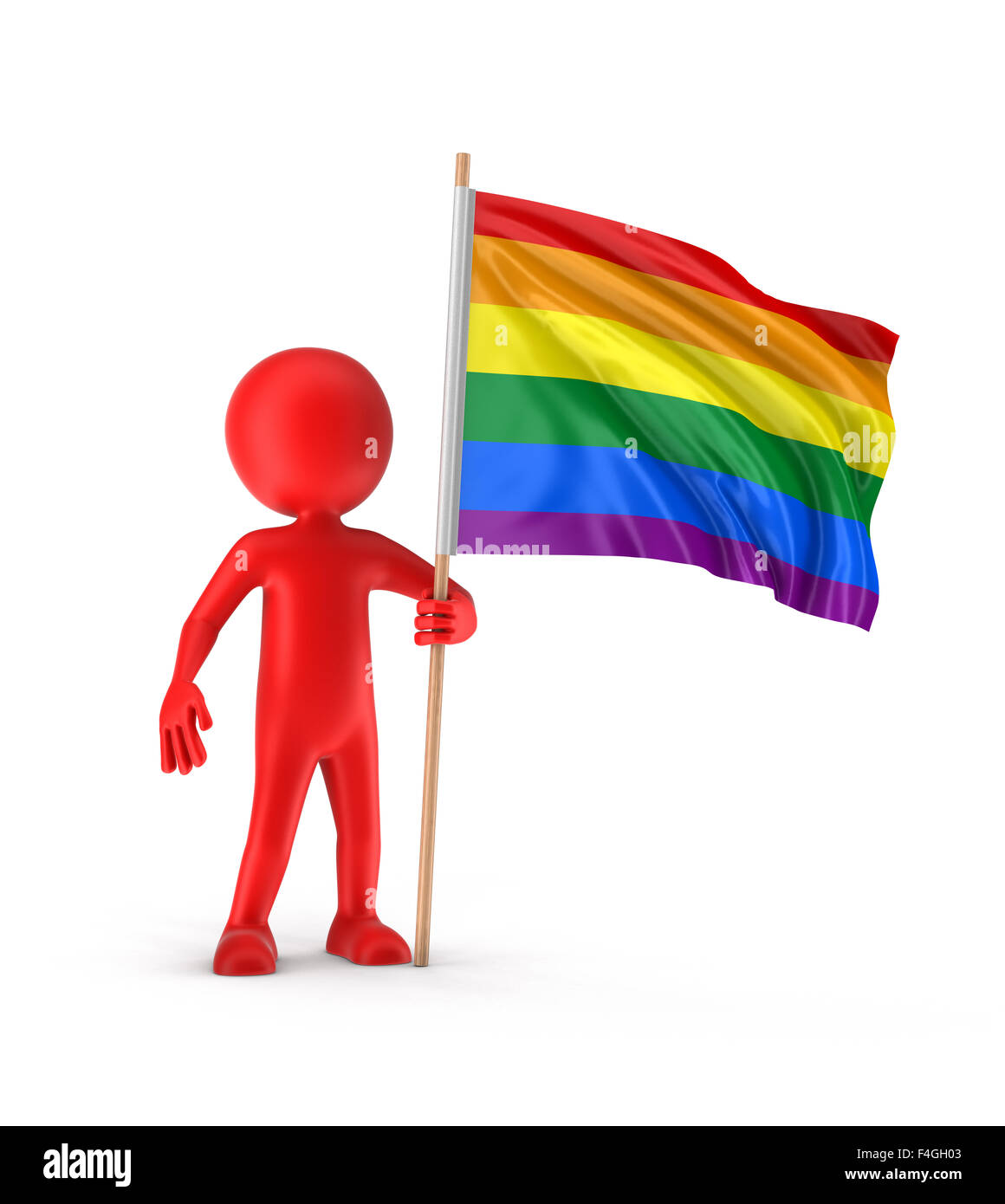 L'homme et Rainbow Gay Pride Flag. Image avec clipping path Banque D'Images